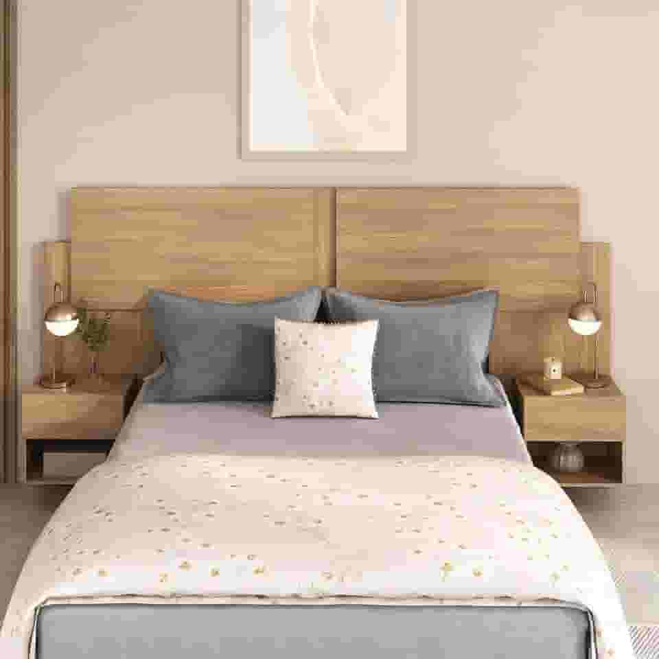 Cabeceira Casal/queen com 2 Mesas de Cabeceira 232cm Multimóveis Mp4317 Madeirado