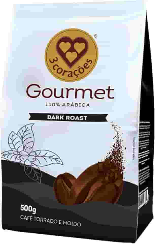 3 Corações Café Torrado e Moído Gourmet Dark Roast, 500g