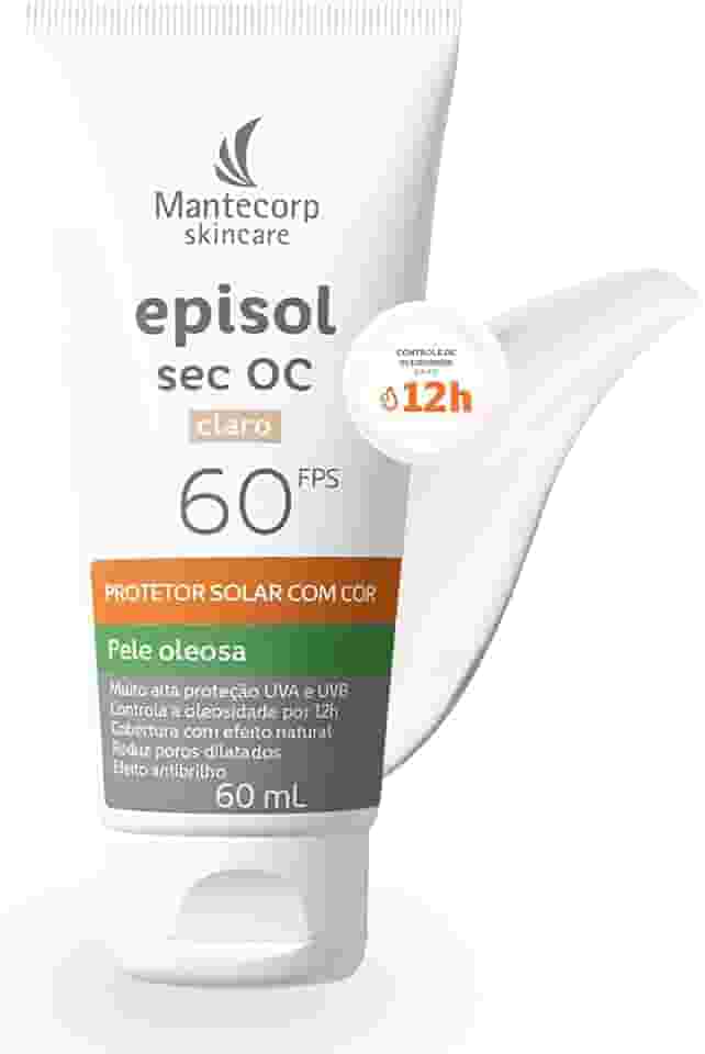 Protetor Solar Facial Episol Sec Oc Fps 60 - Tom Claro - 60ml - Para Peles Mistas a Oleosas - Acabamento Matte - Mantecorp