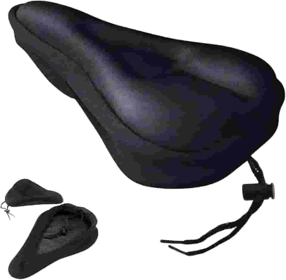 Capa de Selim em Gel Anatômica para Bicicleta, Preta, Material em Gel e Poliéster, Ajustável, para Ciclismo, Spinning,BMX,Mountain Bike e Ergométrica