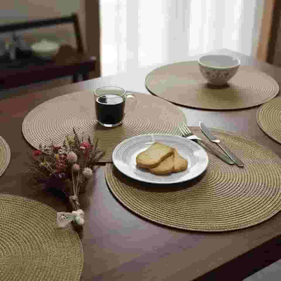 Jogo Americano Redondo Peças Mesa Posta Sousplat Panela Supla descanso De Prato Cozinha Lugar Americano (6)