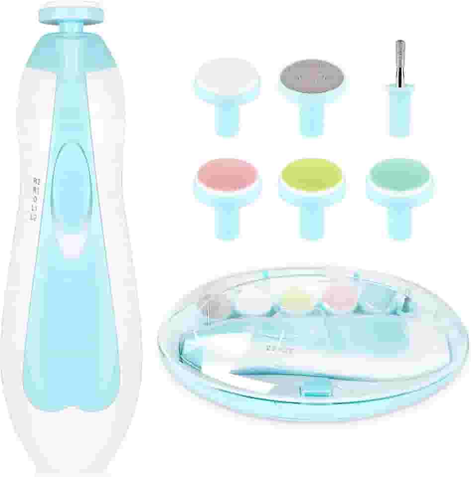 Aparador de unhas elétrico para bebês, cortador de unhas de bebê, lixa de unha 6 em 1, conjunto de manicure para bebês ou adultos (azul)