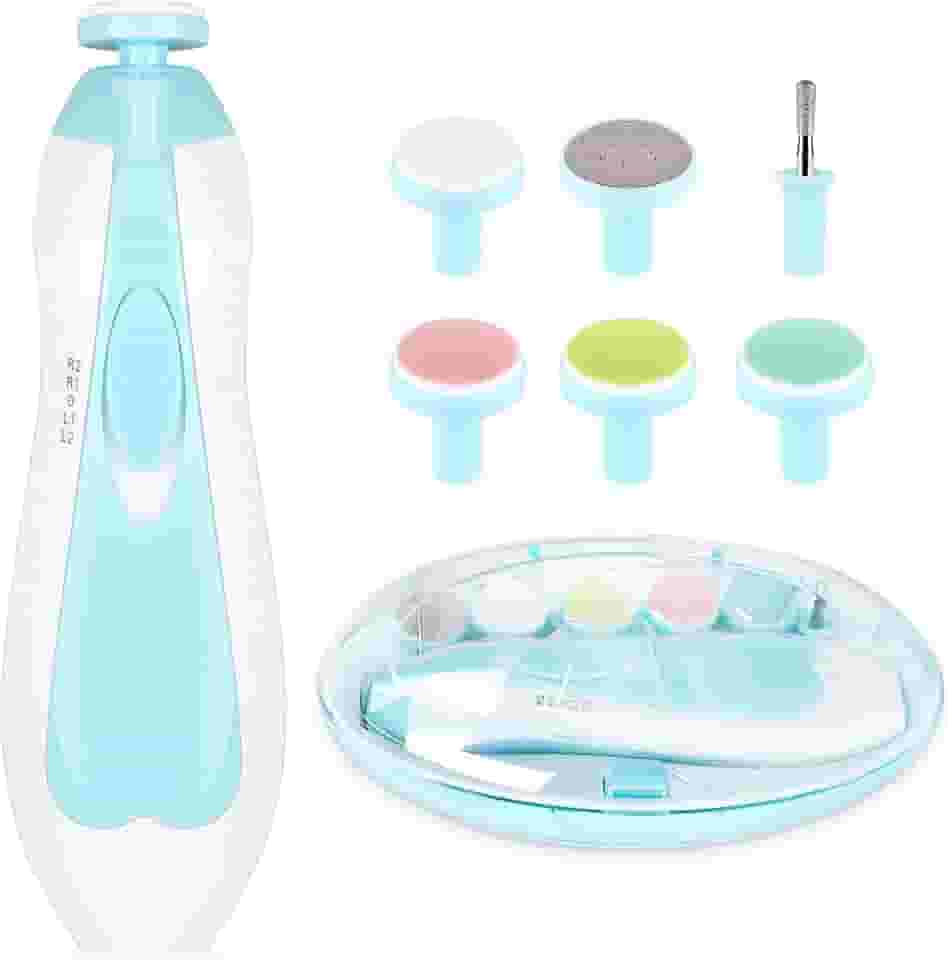 Aparador de unhas elétrico para bebês, cortador de unhas de bebê, lixa de unha 6 em 1, conjunto de manicure para bebês ou adultos (azul)