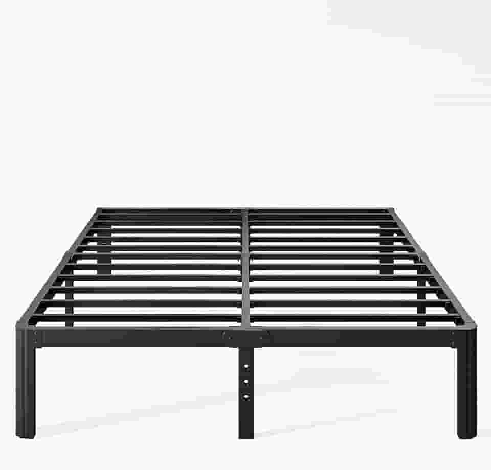 KERAMIK Estrutura de cama tamanho king de 30,5 cm de altura, estrutura de cama king plataforma, sem necessidade de mola de caixa com borda redonda, montagem fácil, resistente, preta