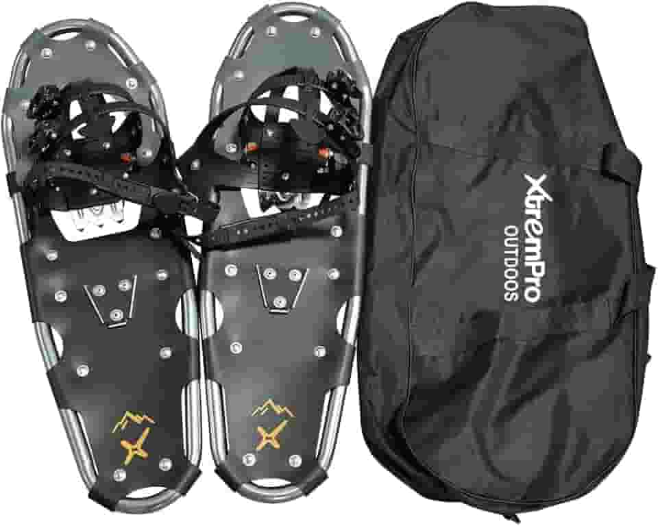 Raquetes de Neve, Estrutura de Alumínio Leve, Grampos Resistentes de 13 Pontas, Deck de Sapato Uv E Sistema de Catraca para Ajuste Seguro, Completo com Bolsa de Transporte (Prata, 30)