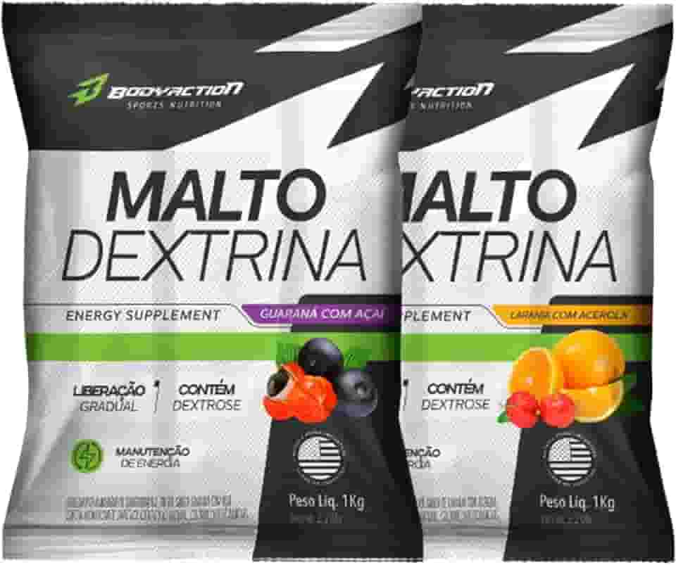2x Maltodextrina Malto Dextrin 1kg - Bodyaction (Único, Guaraná com açaí/Laranja com acerola)
