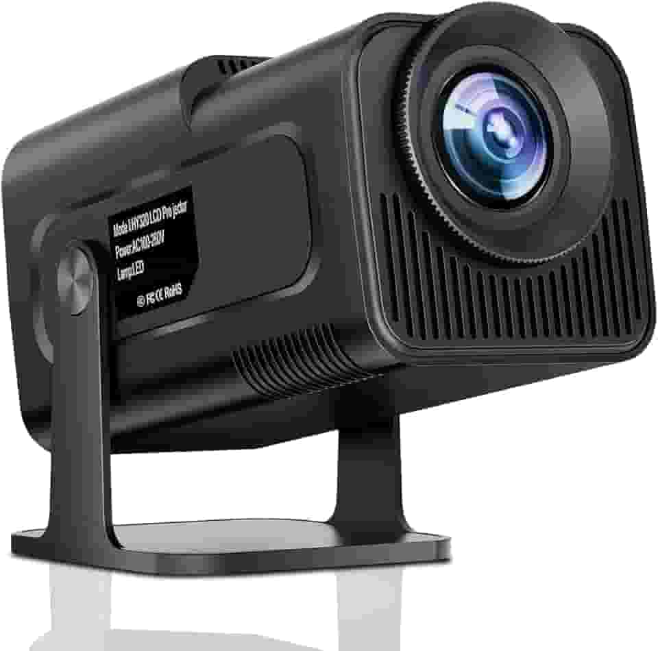 HY320 Projetor Android 11-12,000 LUX FHD 1080P Nativo 4K Suporte, WiFi 6 BT 5.2, Rotativo 180°, Auto Correccao Trapezoide, Mini Projetor Portatil para Celular/TV Stick/PC (EU Plug)
