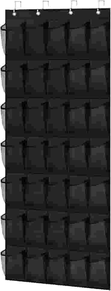 Sapateira de Porta Organizadora, Saco de Armazenamento Suspenso - Vertical, Organizador de Sapatos para Parede, Preto