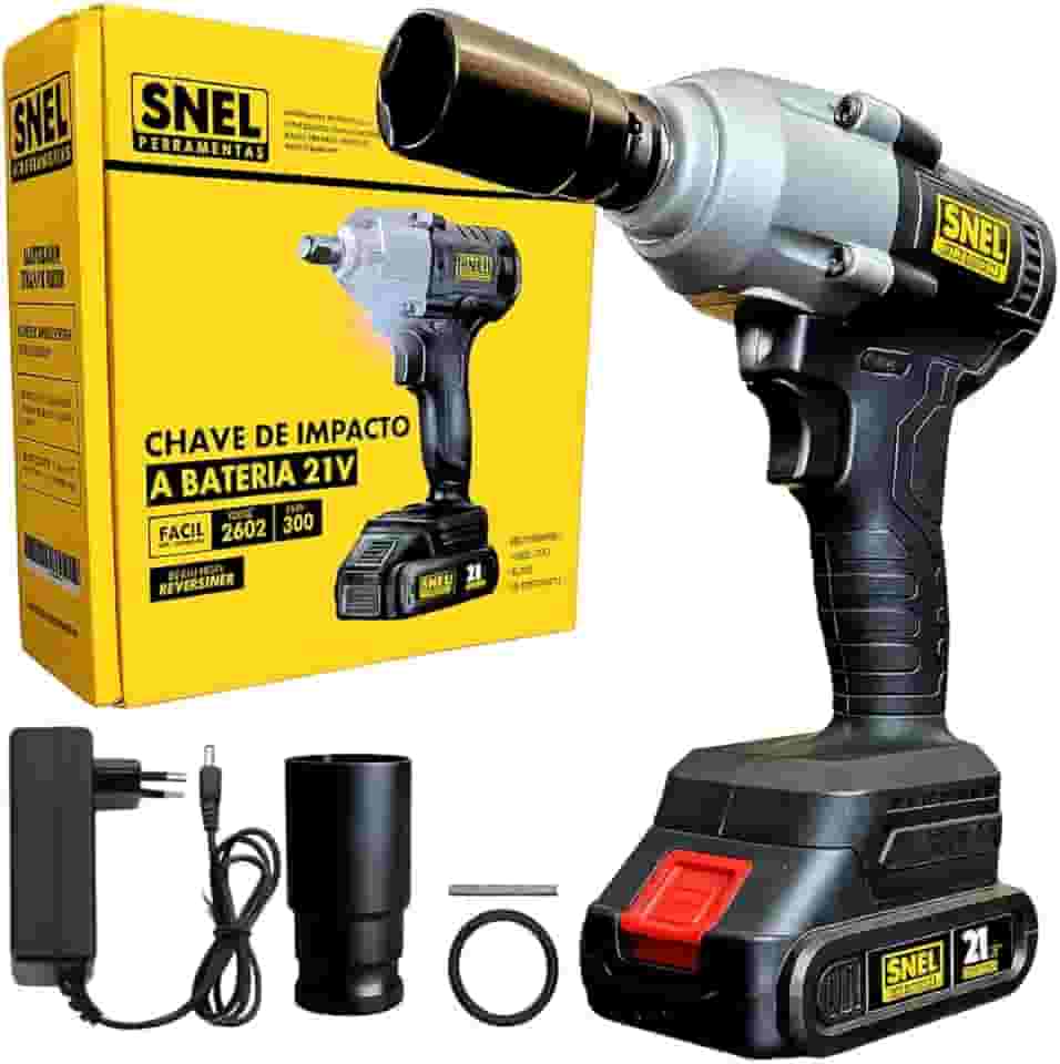 Chave de Impacto Sem Fio 21V, Bateria Recarregável, Torque 360Nm, Profissional