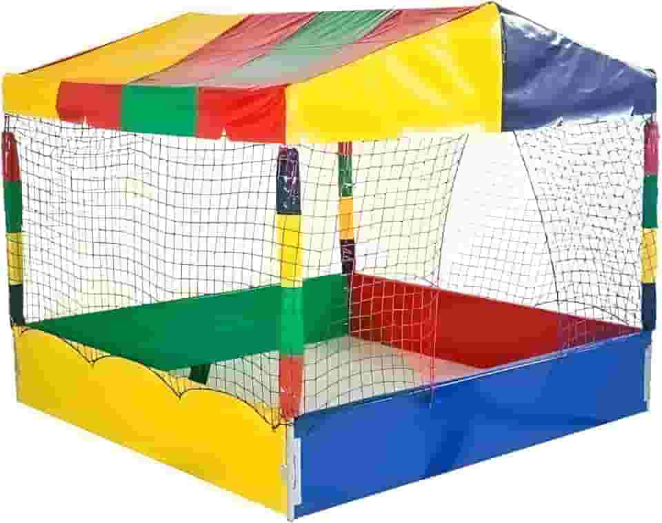 Rotoplay Piscina de Bolinhas 1,50m x 1,50m Multicolorida para Crianças, Estrutura em Aço Galvanizado, Rede de Proteção em Polipropileno, Montagem por Encaixe sem Ferramentas