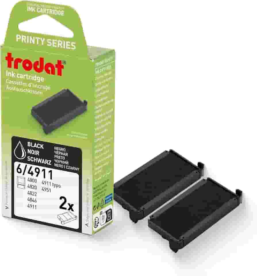 Trodat Almofadas de substituição, carimbo 4911 impresso, pacote com 2, preto