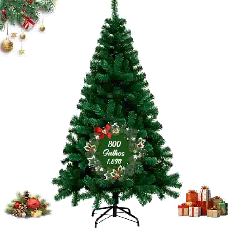 Árvore De Natal 1,80m Pinheiro Luxo 800 Galhos Cheia Resistente Pinheiro De Natal Tradicional Verde Premium Cheia — Realista e Elegante Natal Encantador Decoração de Casa