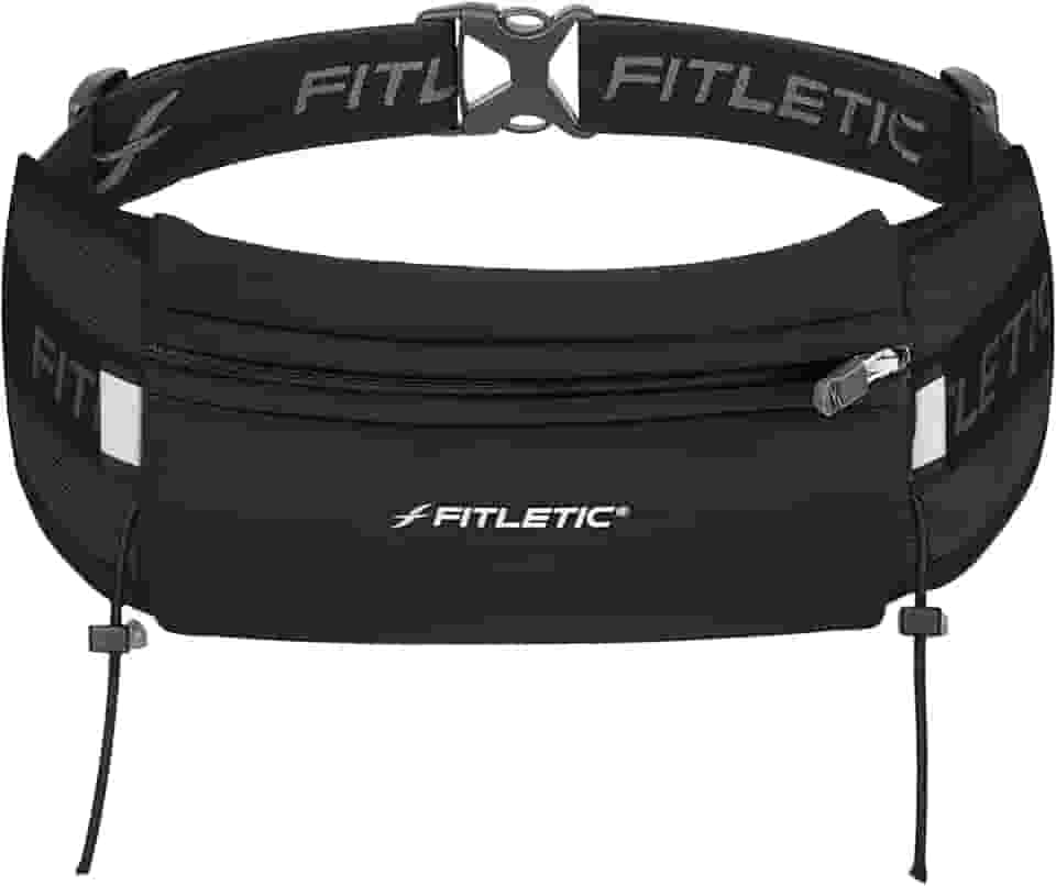 Fitletic - Cinto de Corrida Ultimate I Race para Triatlos, Maratonas - Resistente à Água, Leve, Discreto e Patenteado sem Salto - Ajuste Duplo Ultra Macio - Preto