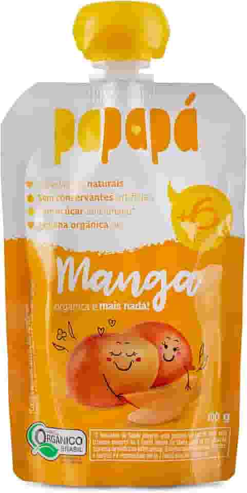 Papapá, Papinha Orgânica de Frutas, Sabor Manga, 100g, Sem Açúcar Adicionado, Ingredientes Naturais