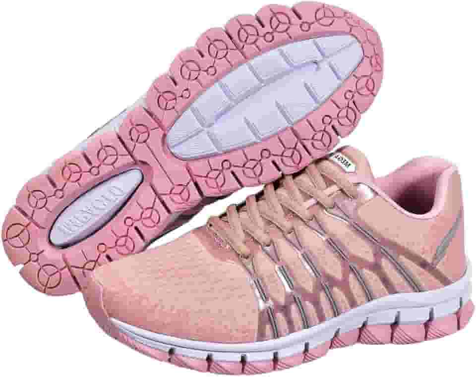 Tênis Esportivo Feminino, Preto e Rosa, Solado Flexível, Running e Caminhada mega oly