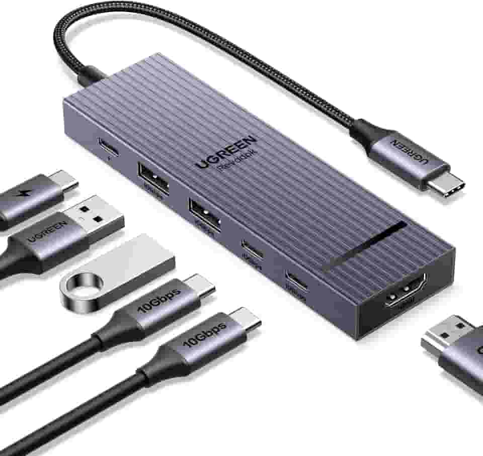 UGREEN Revodok Pro Hub USB C 6 em 1, Adaptador Hub com 4 USB C & A 3.2 de 10Gbps, 4K 60Hz HDMI, 100W PD, Type C Dock Compatíveis com MacBook Pro/Air, iPad Pro, Thinkpad Rog Ally