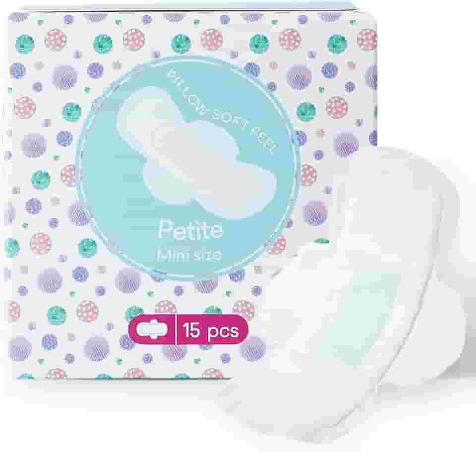 PurComfy Almofadas de menstruação para adolescentes com asas para adolescentes, absorventes higiênicos de algodão orgânico para meninas adolescentes 9-14, mini pequeno, 15 CT