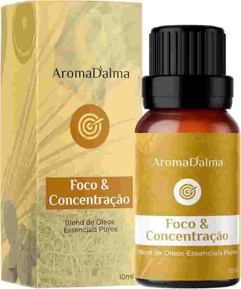 Blend Puro de Óleos Essenciais - Foco & Concentração - Mistura Natural Para Melhorar o Foco e Eliminar Distrações I Essencial Para Estudos e Trabalho - Aroma D’alma