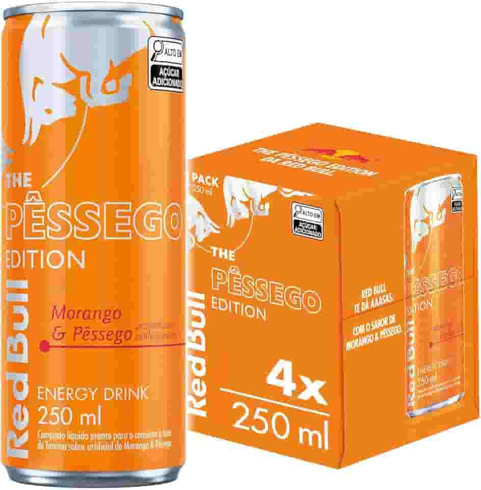 Pack de 4 Latas Red Bull Energético, Morango & Pêssego, 250ml