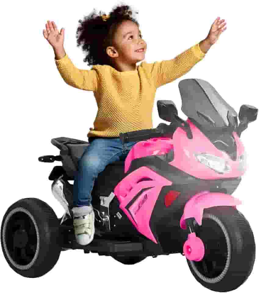 Moto Elétrica Infantil Triciclo com Controle Remoto para Crianças, Bateria 6V Recarregável e Farol, Brinquedo Veículo para Meninos e Meninas Passeio Divertido