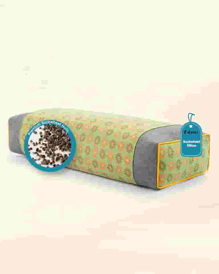 Travesseiros retangulares de trigo sarraceno, travesseiros planos de suporte cervical para dormir, enchimento de casco de trigo sarraceno ajustável para alívio da dor no pescoço, com capas