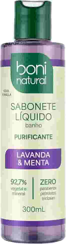 Sabonete Líquido de Lavanda e Menta, Vegano e Natural, Altamente Hidratante e Perfumado, Boni Natural, 300ml