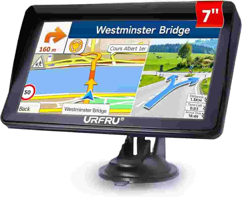 Navegador GPS de 17 cm para carro, caminhão, trailer, mapas off-line 2025 com atualizações gratuitas vitalícias, navegação por satélite com tela sensível ao toque, orientação de voz, alertas de