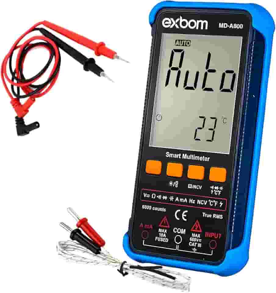 Multímetro Digital Automático True RMS CAT III 600V Profissional Display LCD 3" com Tensão Corrente Resistência Capacitância Temperatura Frequência NCV Lanterna Eletricista Eletrônica Manutenção