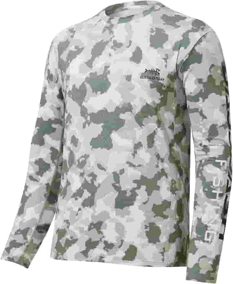 Camisetas masculinas de pesca camuflada FPS 50+, manga comprida, secagem rápida, camisetas leves para caminhadas ao ar livre, caiaque FS37M
