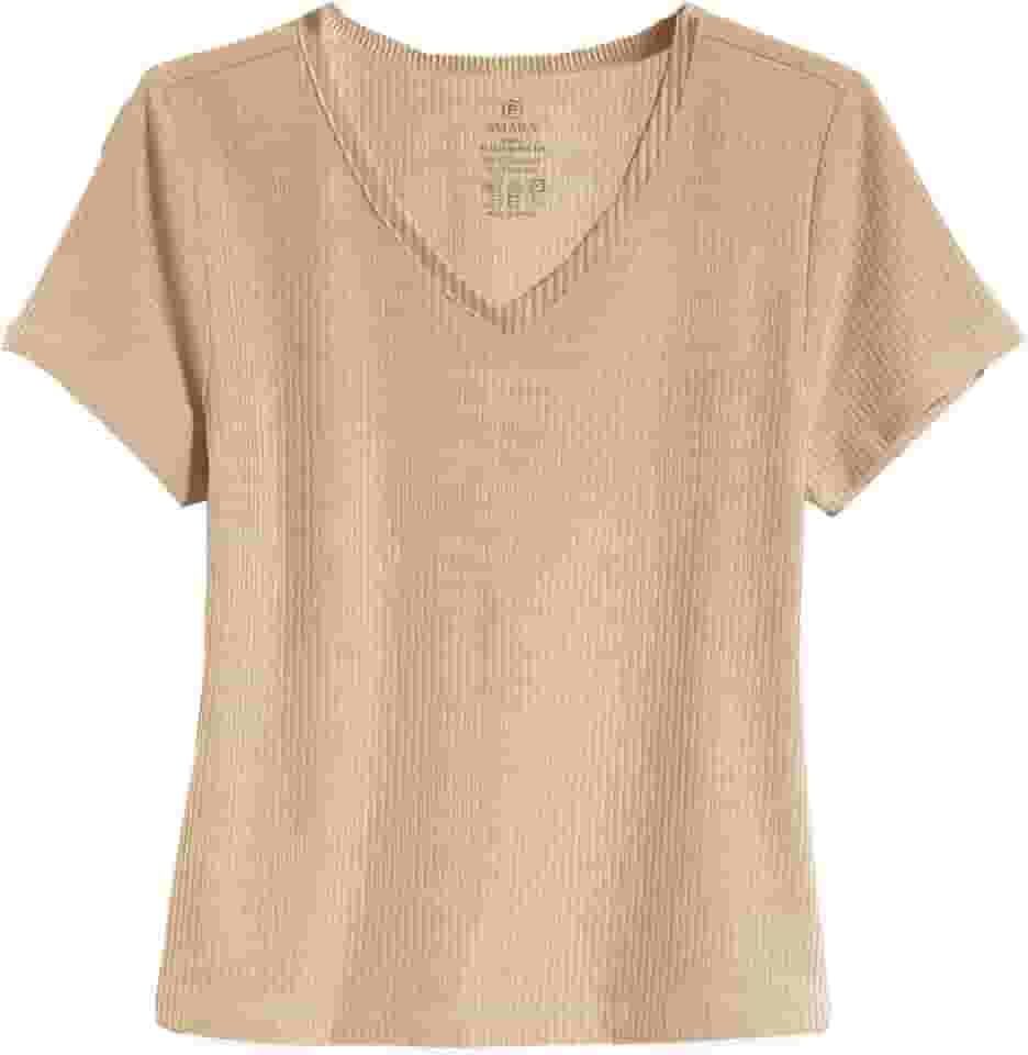 Blusa Blusinha Feminina T Shirt Canelada Manga Curta Gola V