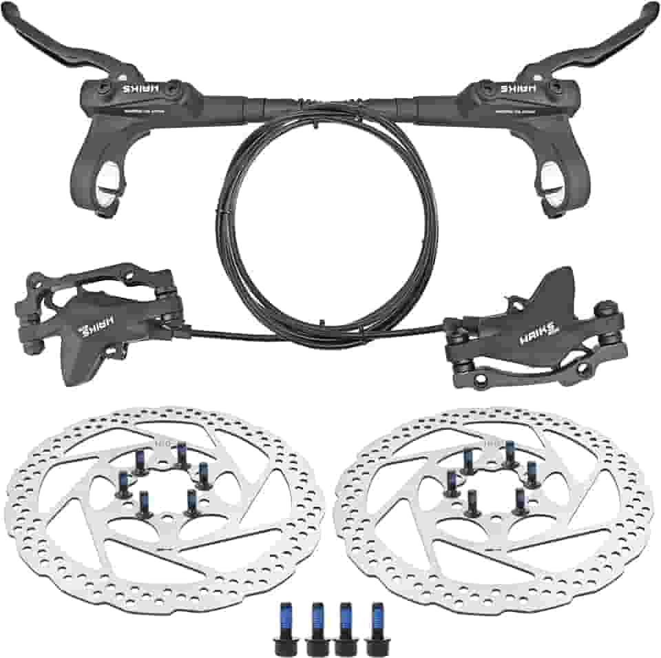 Conjunto de freio a disco MT200, kit de freio a disco hidráulico com rotores de 160 mm, dianteiro esquerdo 850 mm e traseiro direito 1450 mm, kit de freio hidráulico de pistão duplo de liga de