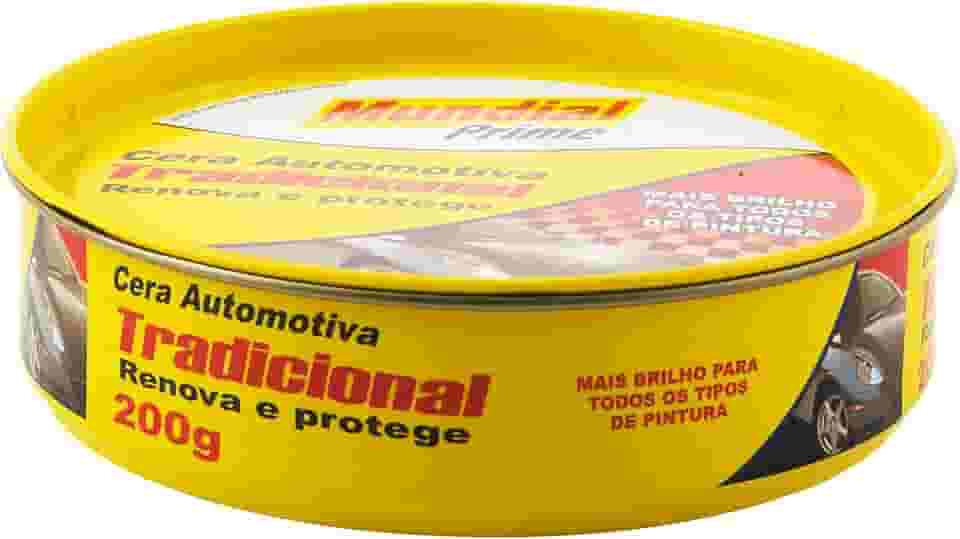 Cera Automotiva Mundial Prime 200 g – Proteção de Pintura & Brilho Intenso para Carros, Motos e Veículos em Geral