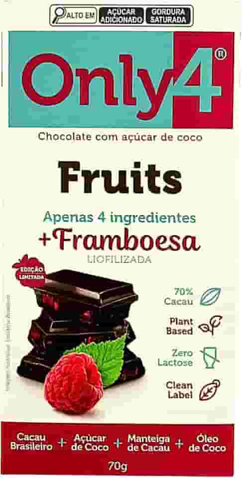 Chocolate 70% Cacau com Framboesa Sem Lactose Vegano Only4 70G
