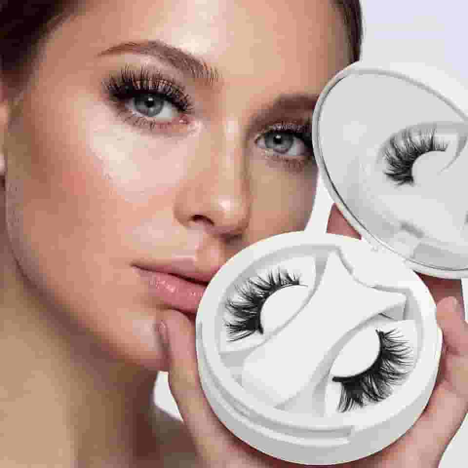 Cílios magnéticos, 1 par de cílios magnéticos reutilizáveis com aplicador, sem necessidade de cola, olho de gato, aparência natural, kit de aglomerados de cílios fácil de usar e remover