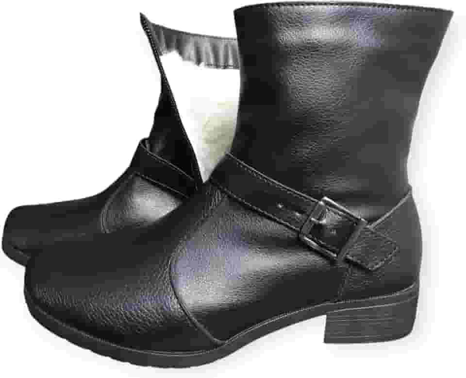 BOTA DE COURO CANO CURTO INVERNO FORRADA COM LÃ LA HOYA 918