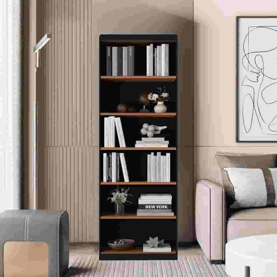 Genérico Organizador Livreiro Padrão Moderno com 1 Prateleira para Sala, Escritório, Quarto, Cozinha, Madeira Preta