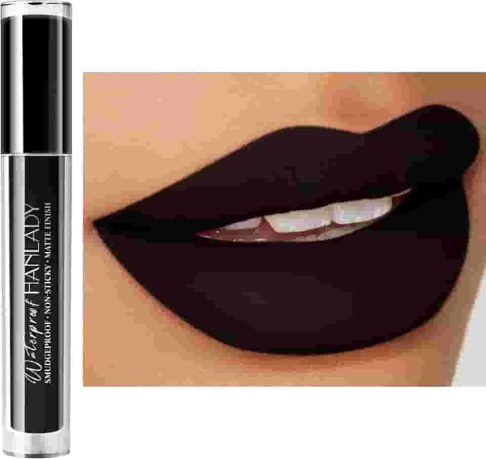 Batom preto fosco líquido de longa duração para mulheres batons à prova de manchas Color Stay Dark Black Batons Vegan Cruelty-Free Lip Gloss (rosa preta 911)
