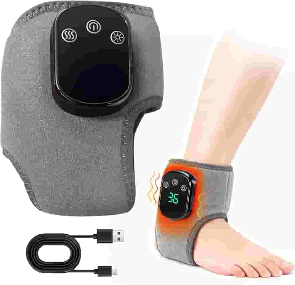 Massageador de pés, massageador 3 em 1 sem fio com 3 modos de vibração, 5 folhas de calor para pai e mãe, sem fio e portátil (cinza, 1 peça)