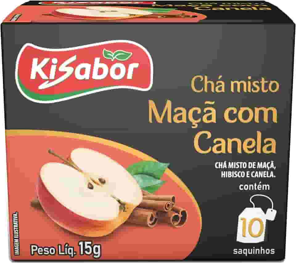 Kisabor, Chá de Maçã com Canela, Para infusão, 15 Gramas com 10 Saquinhos