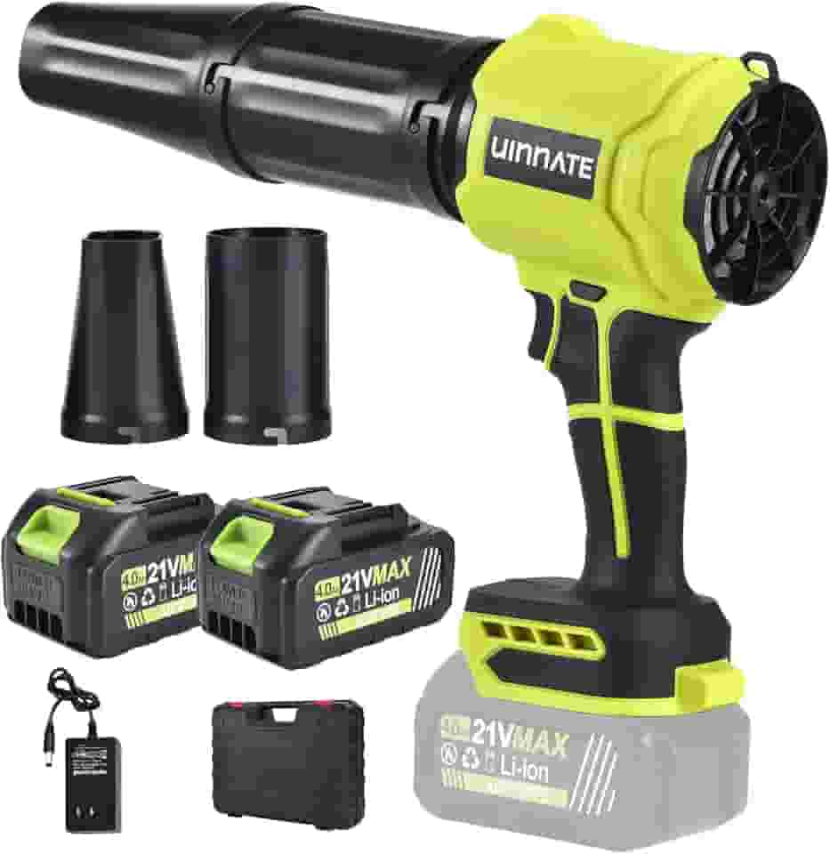 Soprador de folhas sem fio com 2 baterias e carregador, sopradores elétricos para cuidados com o gramado e jardim, sopradores de licença alimentados por bateria de 21 V 4000 mAh, soprador