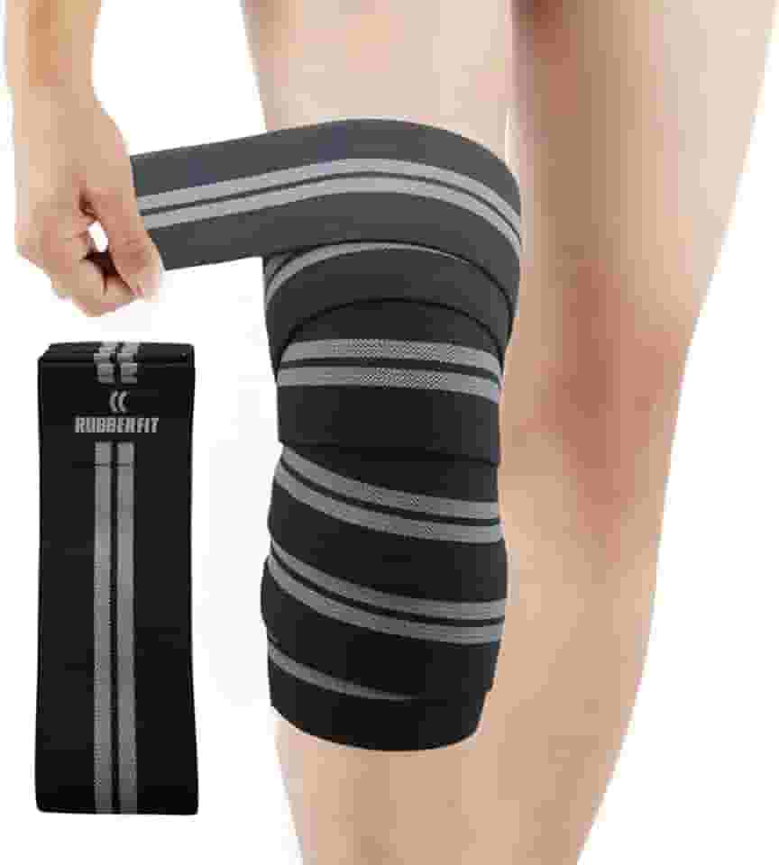 Faixa de Compressão Strap Joelho Agachamento Premium Preta Powerlifting