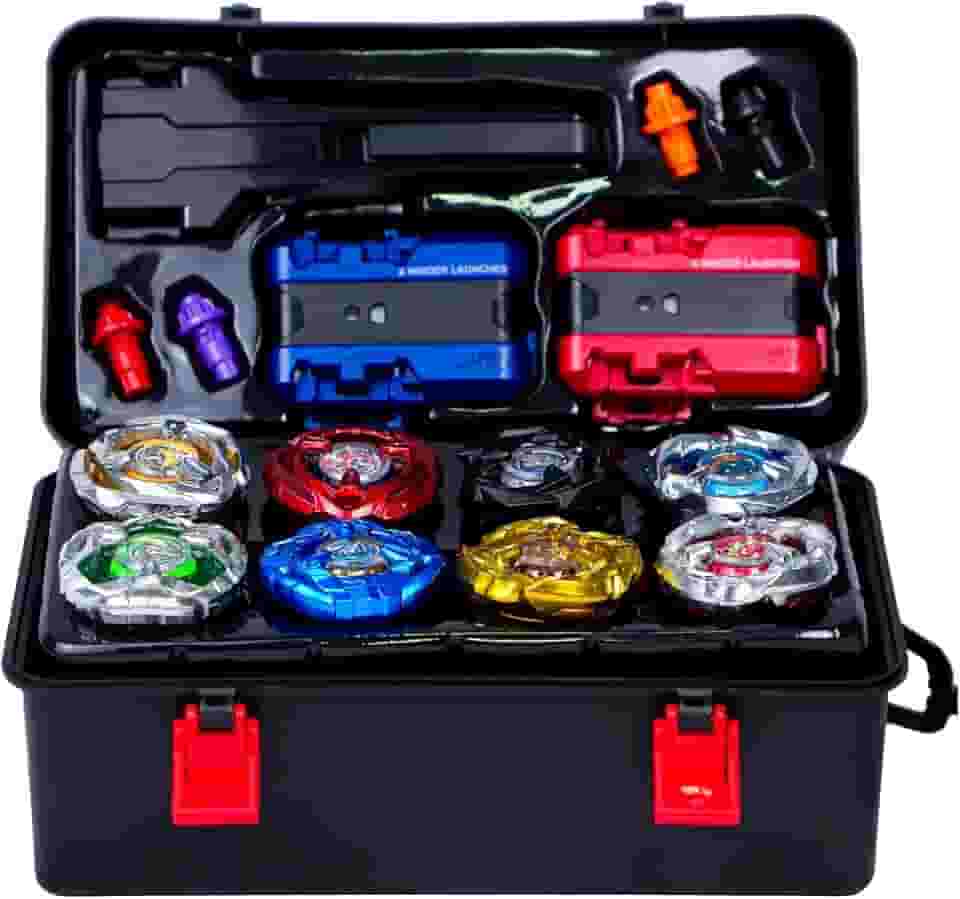 Kit Beyblade Metal Fusion: 8 Piões, 2 Lançadores e 1 Grip