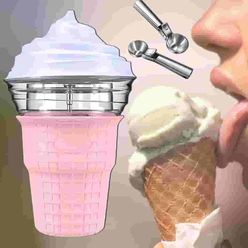 Sorveteira macia e dura de 450 ml, máquina de sorvete caseiro fresco perfumado e de sabor suave com colher de sorvete, sorveteira macia para festas familiares em restaurantes