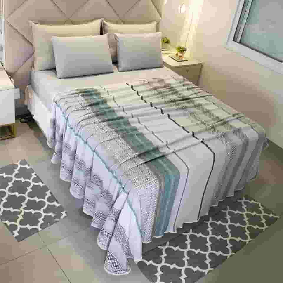 Lençol Casal Sem Elástico Malha Estampada 100% Algodão Para Se Cobrir 2,20 x 2,20m Toque Macio, Conforto e Durabilidade Cozzilar (Modelo 5)