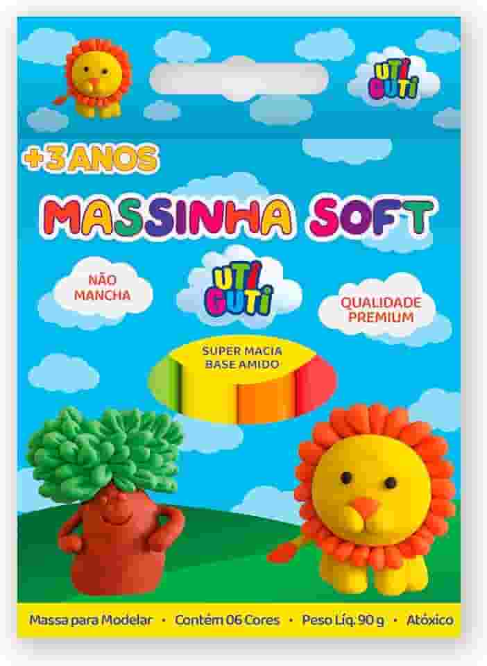 UTIGUTI Massinha Soft, Massa para Modelar Colorida em Estojo, Tradicional, 6 Cores