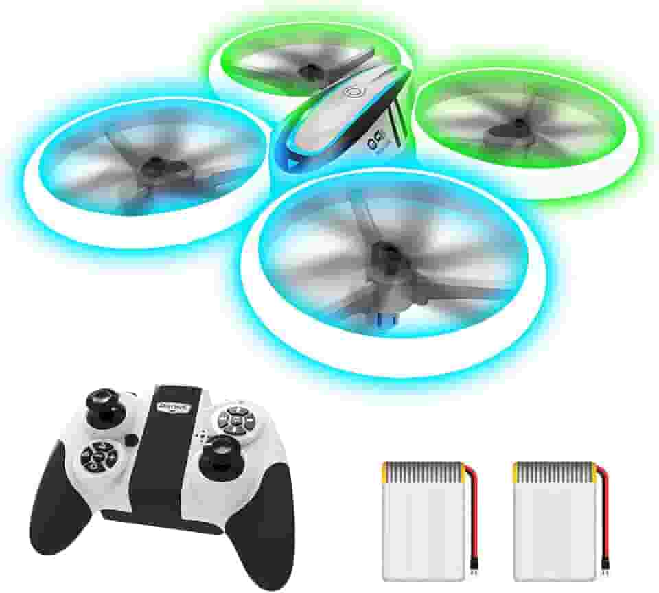 Drones Q9S Para Crianças, Drone Rc Com Retenção De Altitude E Modo Sem Cabeça, Quadricóptero Com Luz Azul E Verde, Proteção Total Da Hélice, 2 Baterias E Controle Remoto, Brinquedos De Prese