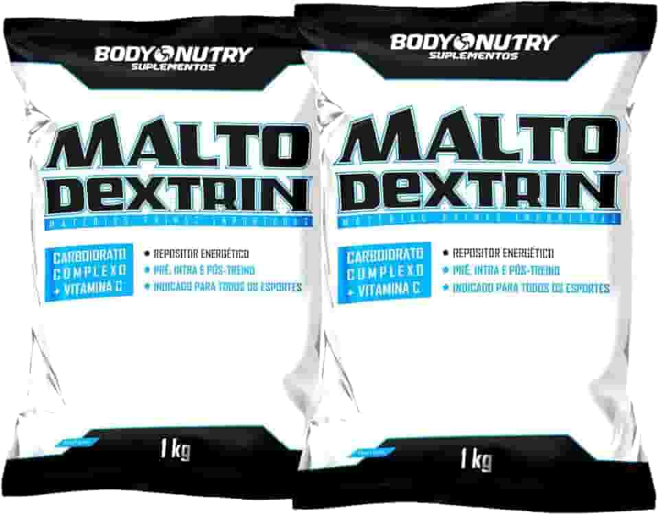 Kit 2x Maltodrextrina 1kg Repositor Energético Pré e Pós Treino Fonte de Carboidratos + Vitamina C Auxilia na recuperação da Função Muscular Matéria Prima Importada Original - Body Nutry (1Kg, Natural)