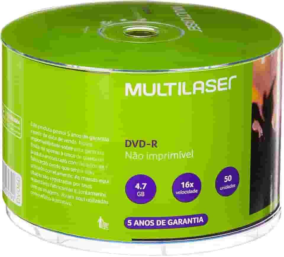 Multilaser DV060, Mídia Dvd-R Shrink Capacidade 4.7Gb 16X, Branco, 50 Unidades