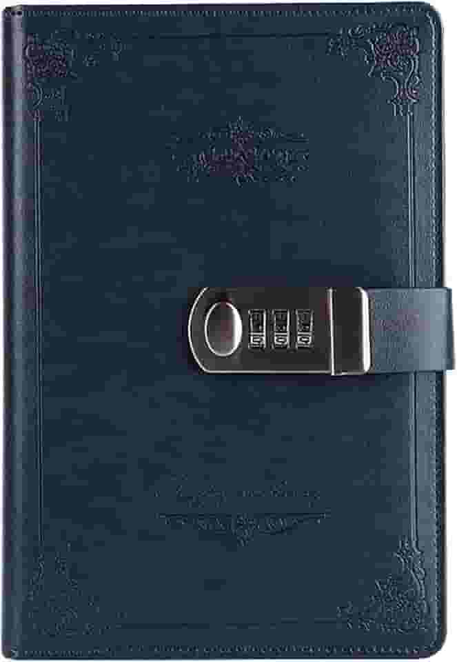 Notebook Digital Senha Retrô Privacidade Diários Combinação Fechadura Diário de Couro Bloqueio Diário de Bloqueio, Azul