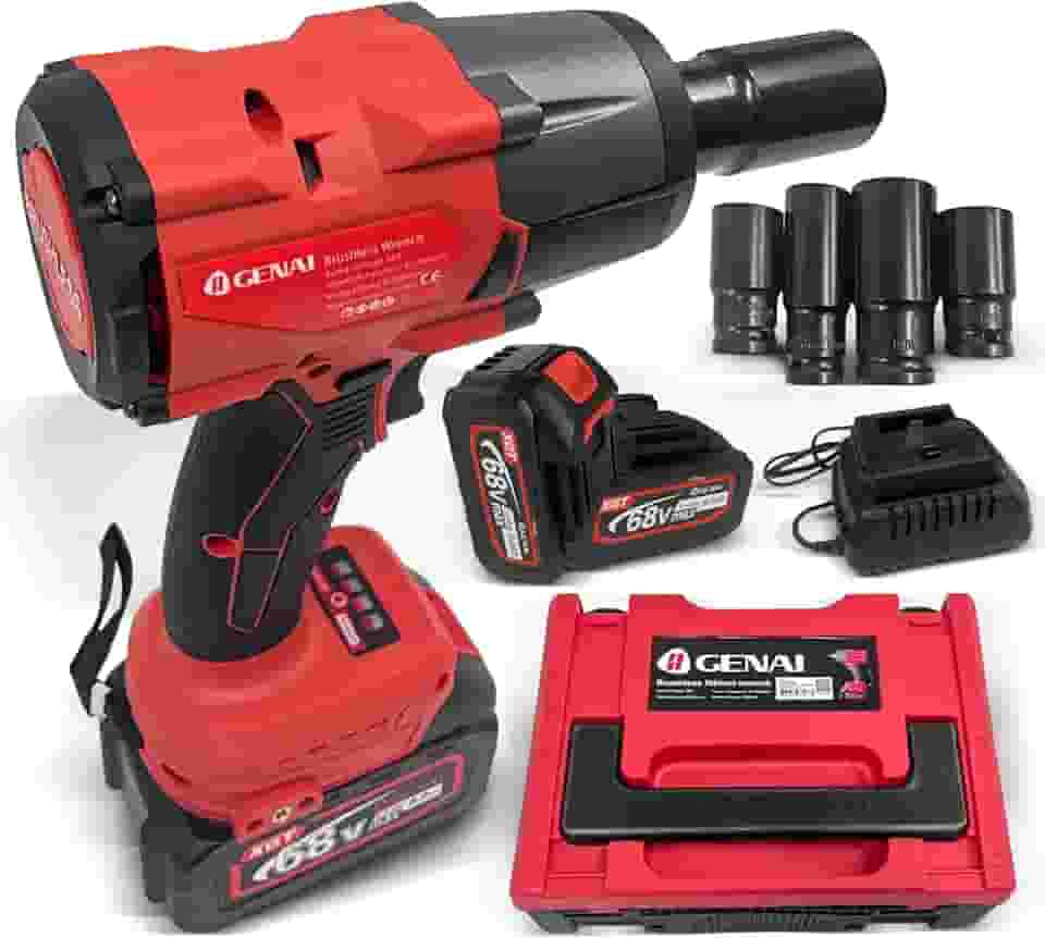 Chaves de Impacto 68V Bivolt, com Função Furadeira, Torque 1000NM, LED, Parafusadeira de Impacto com 2 Baterias, Inclui Maleta e 4 Soquetes 18/20/22/24, para Uso Doméstico e Profissional